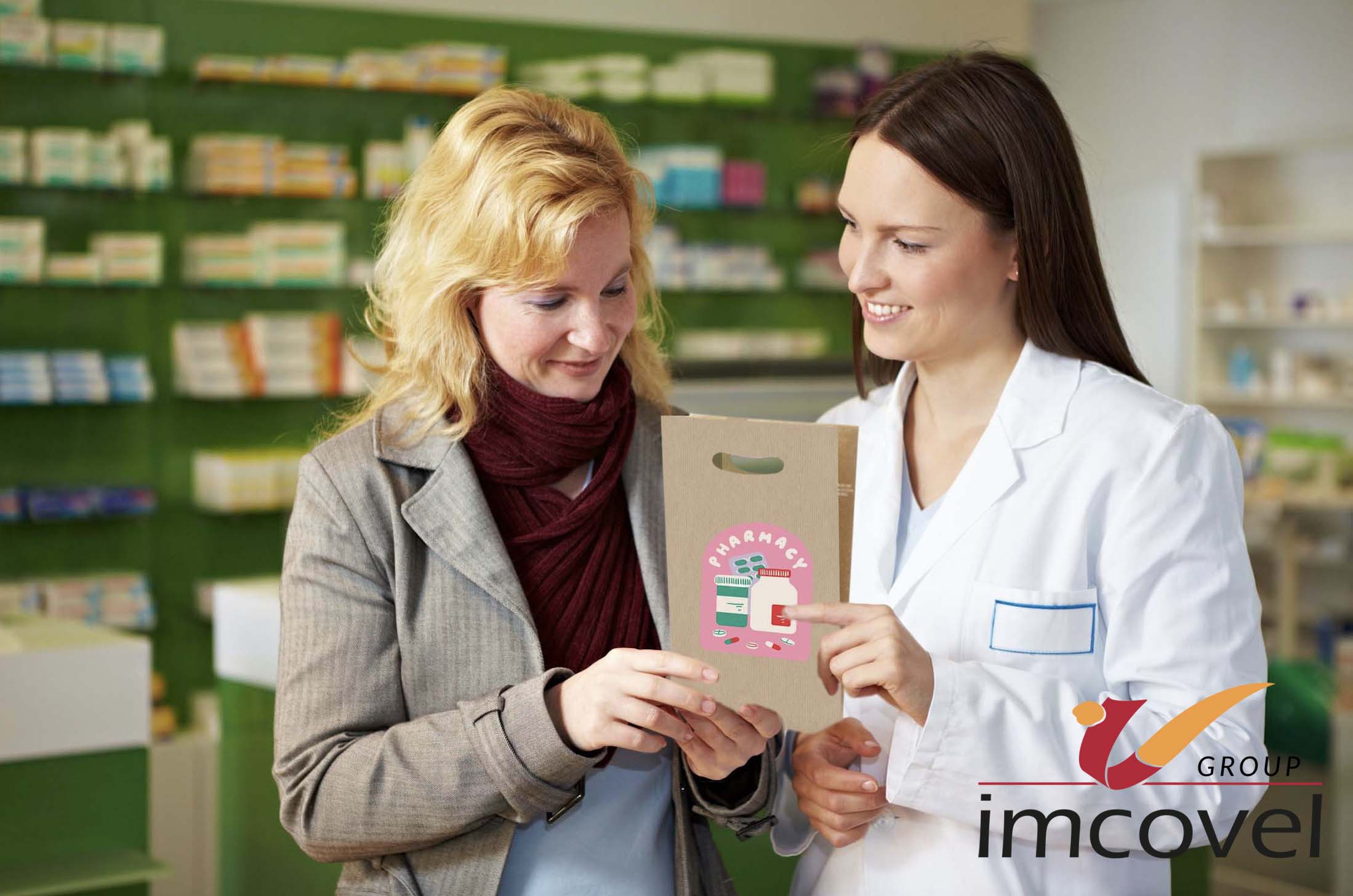 Bolsas con asa troquelada para farmacias