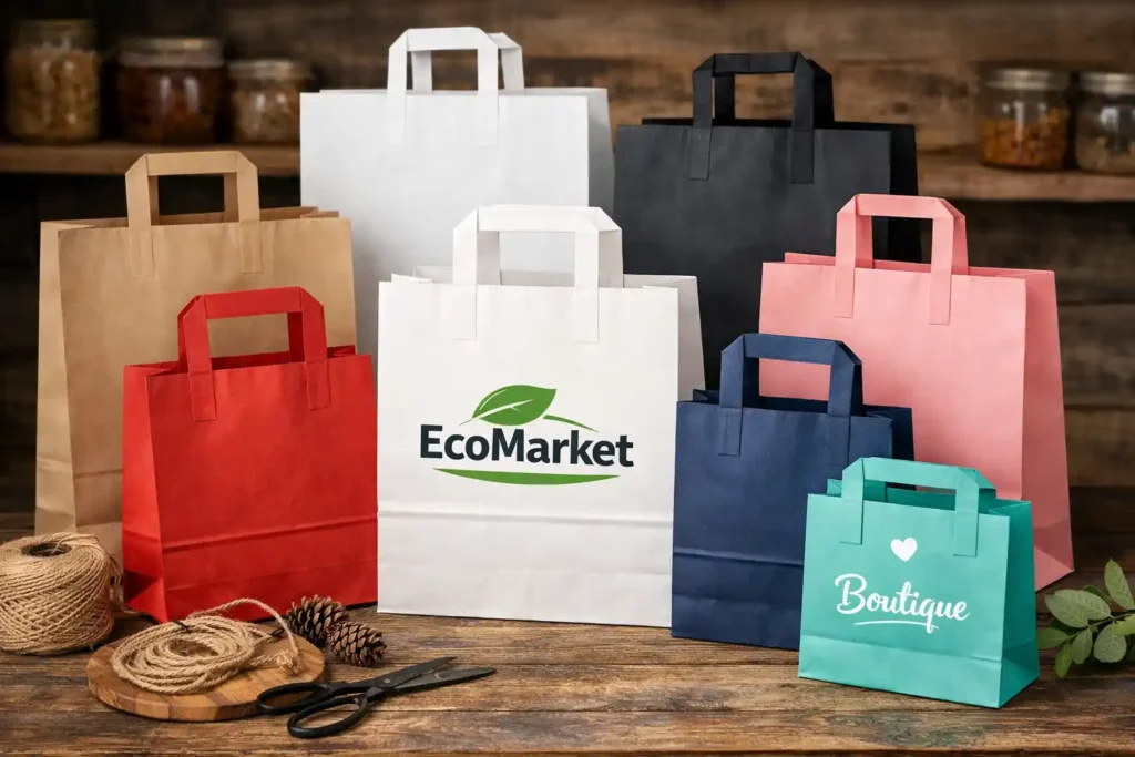 bolsas de papel con asa plana personalizables